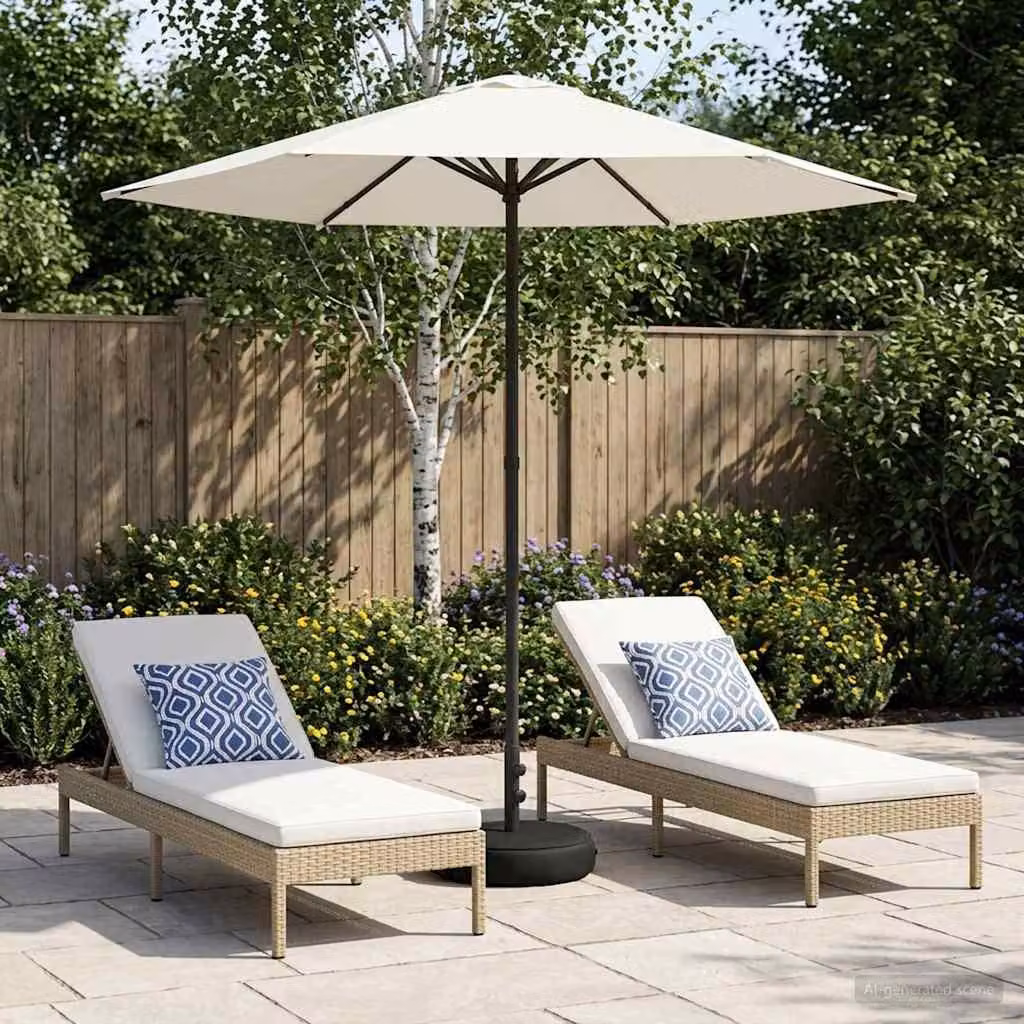 Maison Exclusive - Ombrellone da giardino con base, forma rettangolare, 2,3 x 2,3 m, in poliestere, colore crema