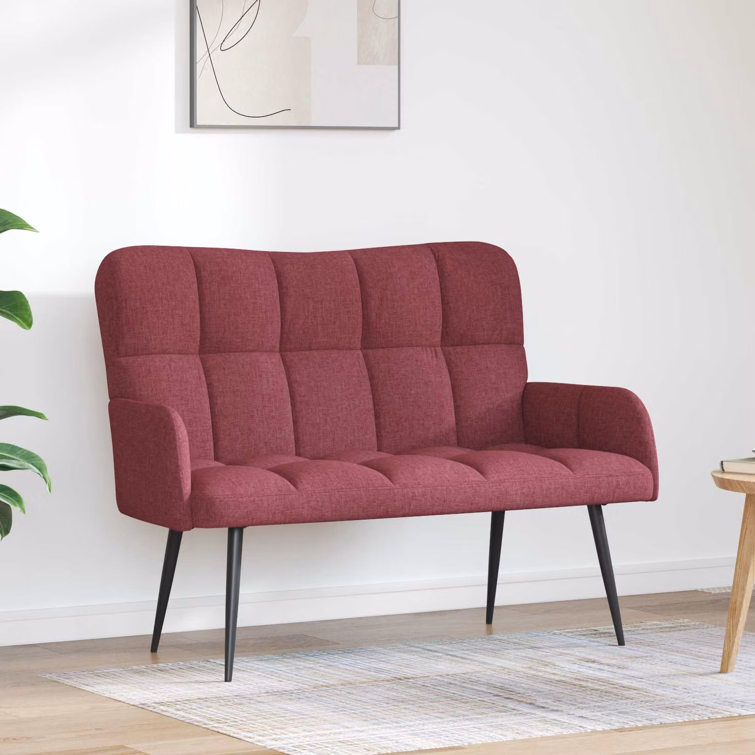 vidaXL Divano a 2 Posti Moderno in Tessuto Rosso L: 115 cm, P: 61 cm, H: 87 cm
