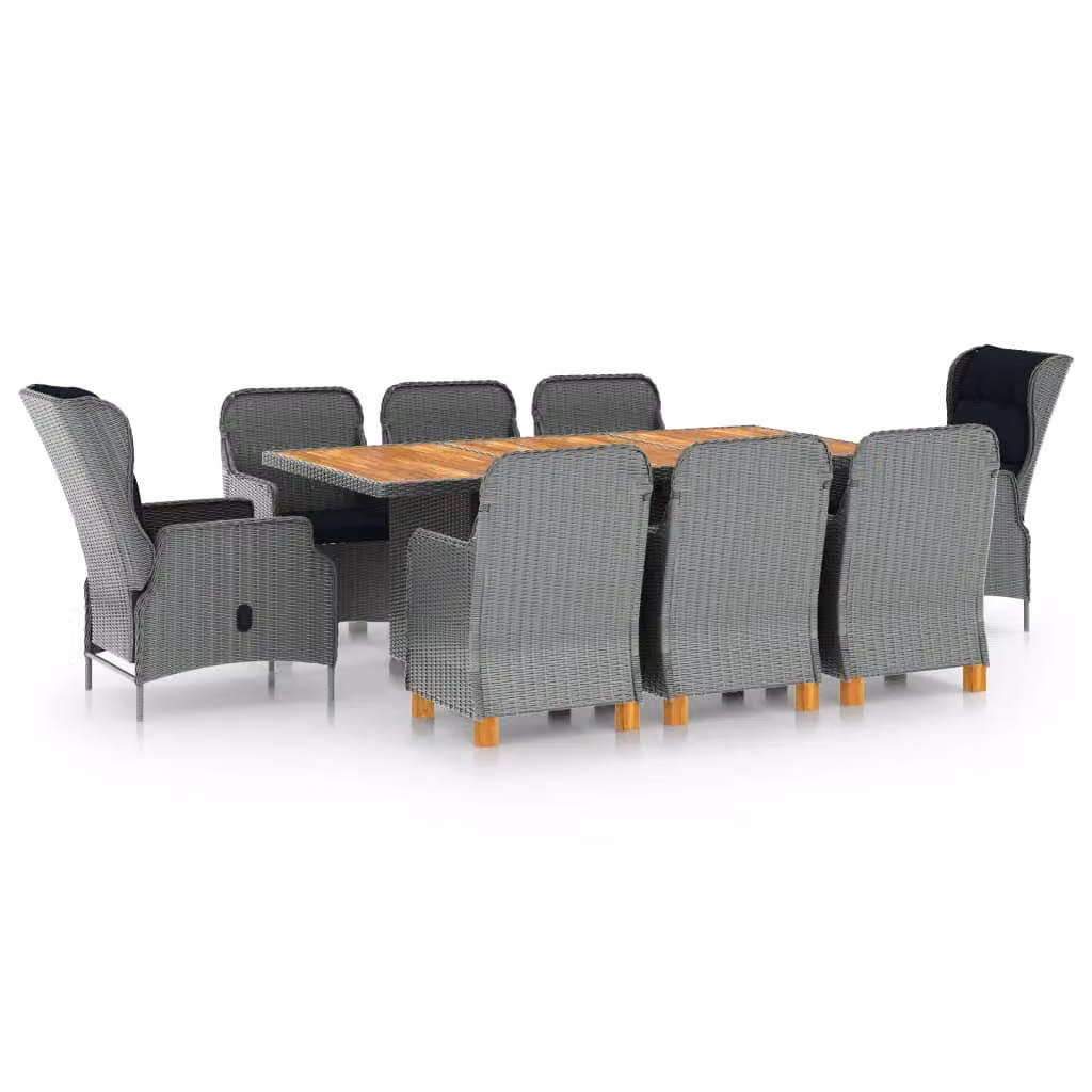 Maison Exclusive - Set da pranzo da giardino da 9 pezzi con cuscini in rattan sintetico grigio chiaro