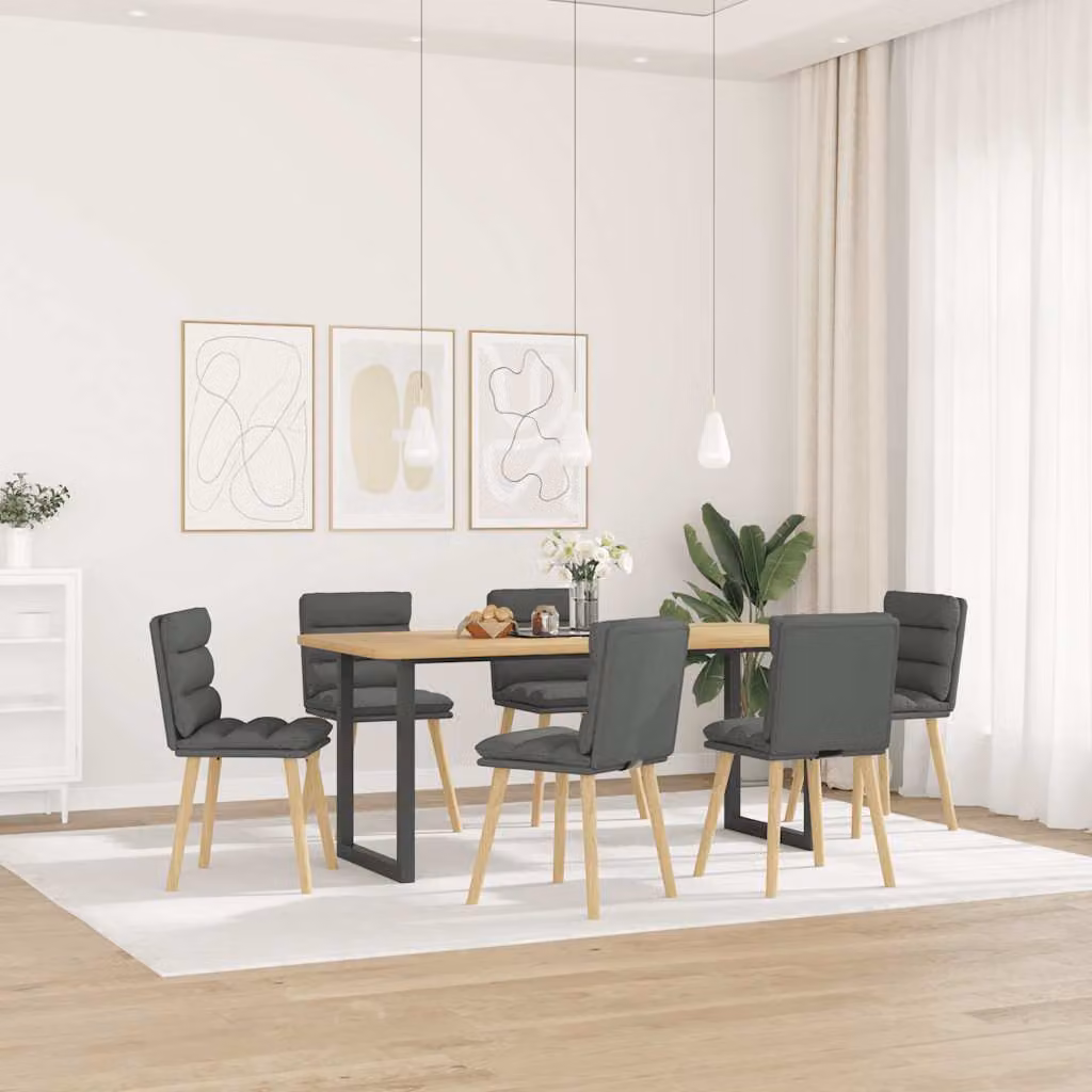 Set di 6 sedie da pranzo vidaXL in tessuto grigio con struttura in legno e metallo