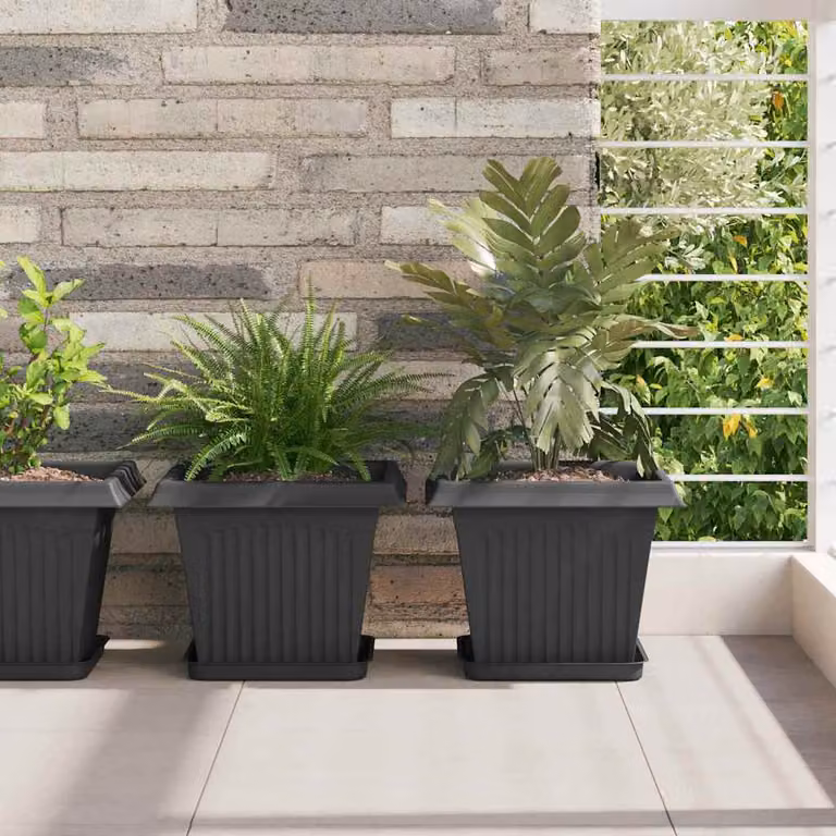 Set di 24 vasi per piante vidaXL in plastica nera per giardino ornamentale e piante da interno