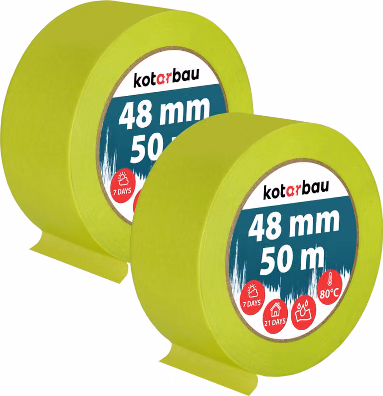 KOTARBAU® Set di 2 nastri per mascheratura al neon Nastro per mascheratura da 50 m Nastro per mascheratura da 48 mm Nastro per pittori Accessori per pittori Carta per mascheratura verde fluorescente Articoli per la pittura
