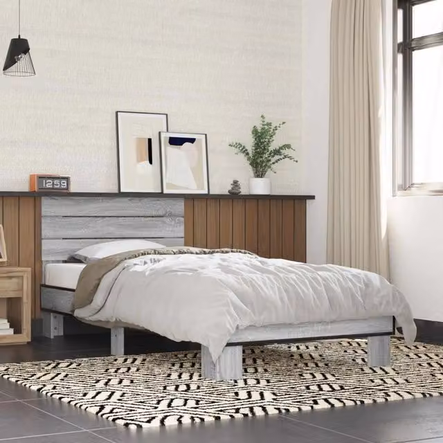 Struttura letto con testata DESIGN IN in legno Sonoma grigio L: 80 cm, P: 203 cm, H: 83 cm – 1