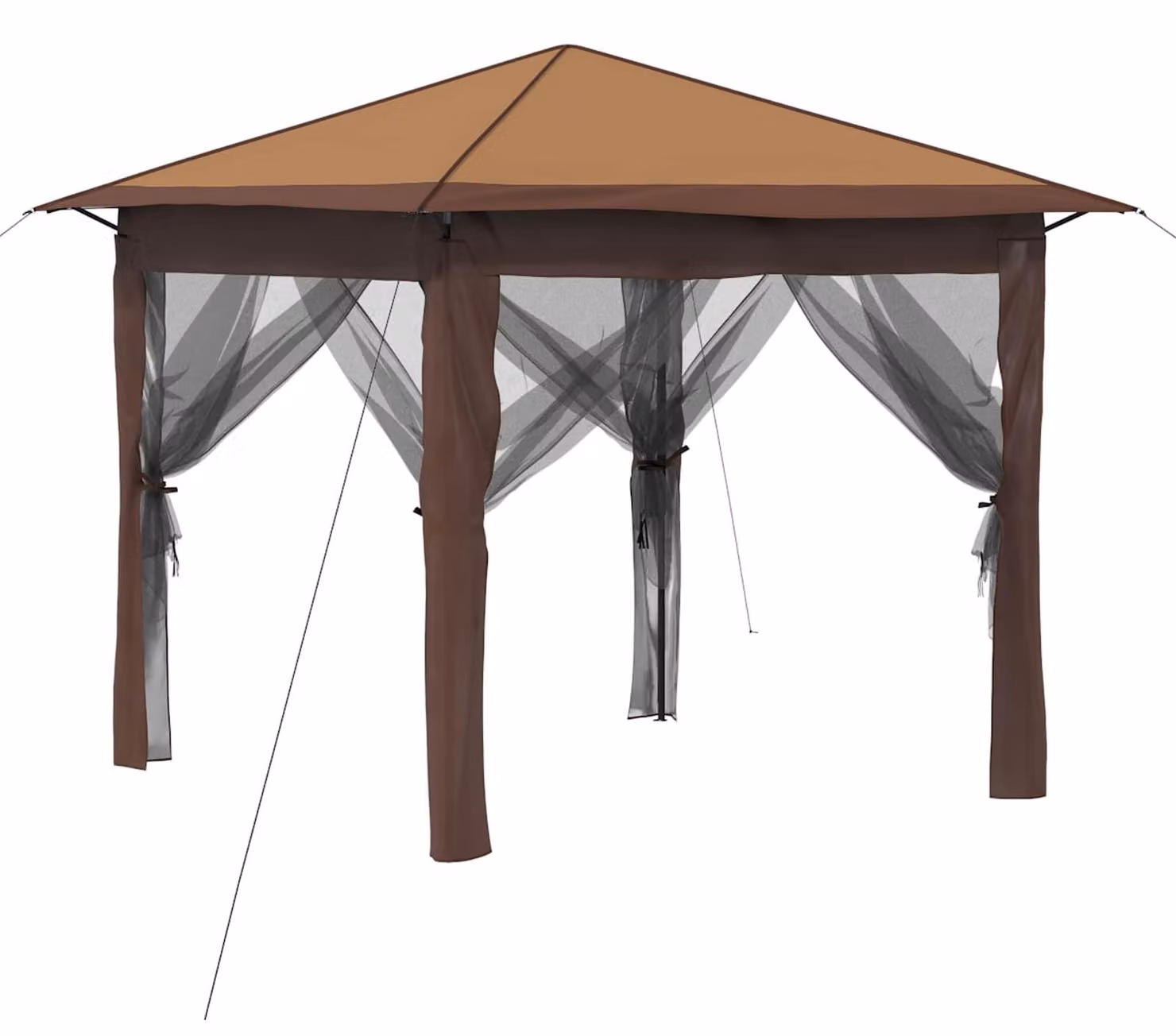 Gazebo con 4 pareti, dimensioni 2,6 x 2,6 metri, colore beige e marrone