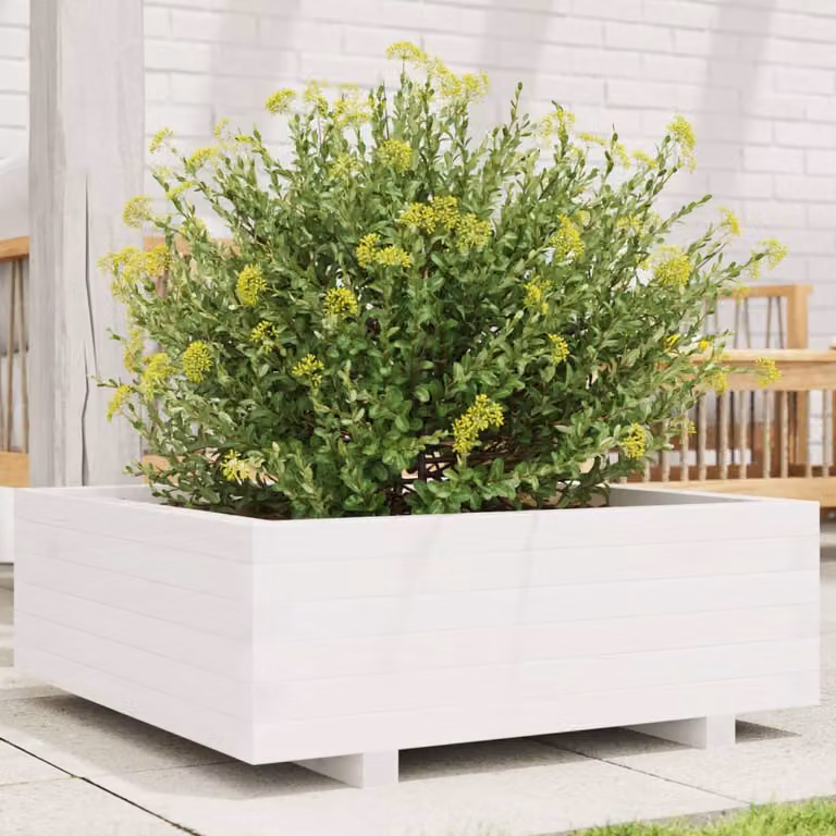 Fioriera da giardino vidaXL in legno di pino bianco L: 70 cm, P: 70 cm, H: 26,5 cm