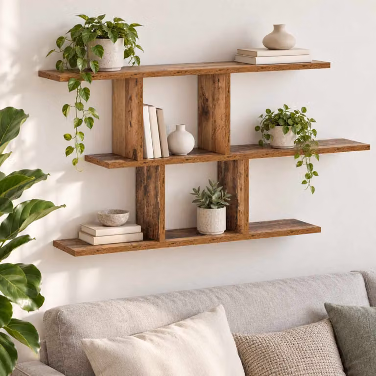 Scaffale da parete moderno vidaXL in legno marrone L: 100 cm, P: 17 cm, H: 45.5 cm