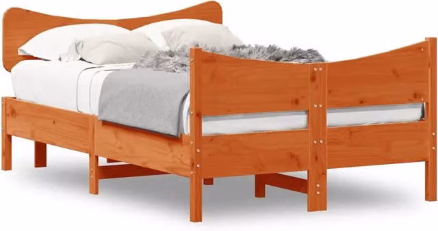 Letto matrimoniale | Letto per adulti | Letto senza Materasso Marrone Cera 120x190 cm in Legno di Pino