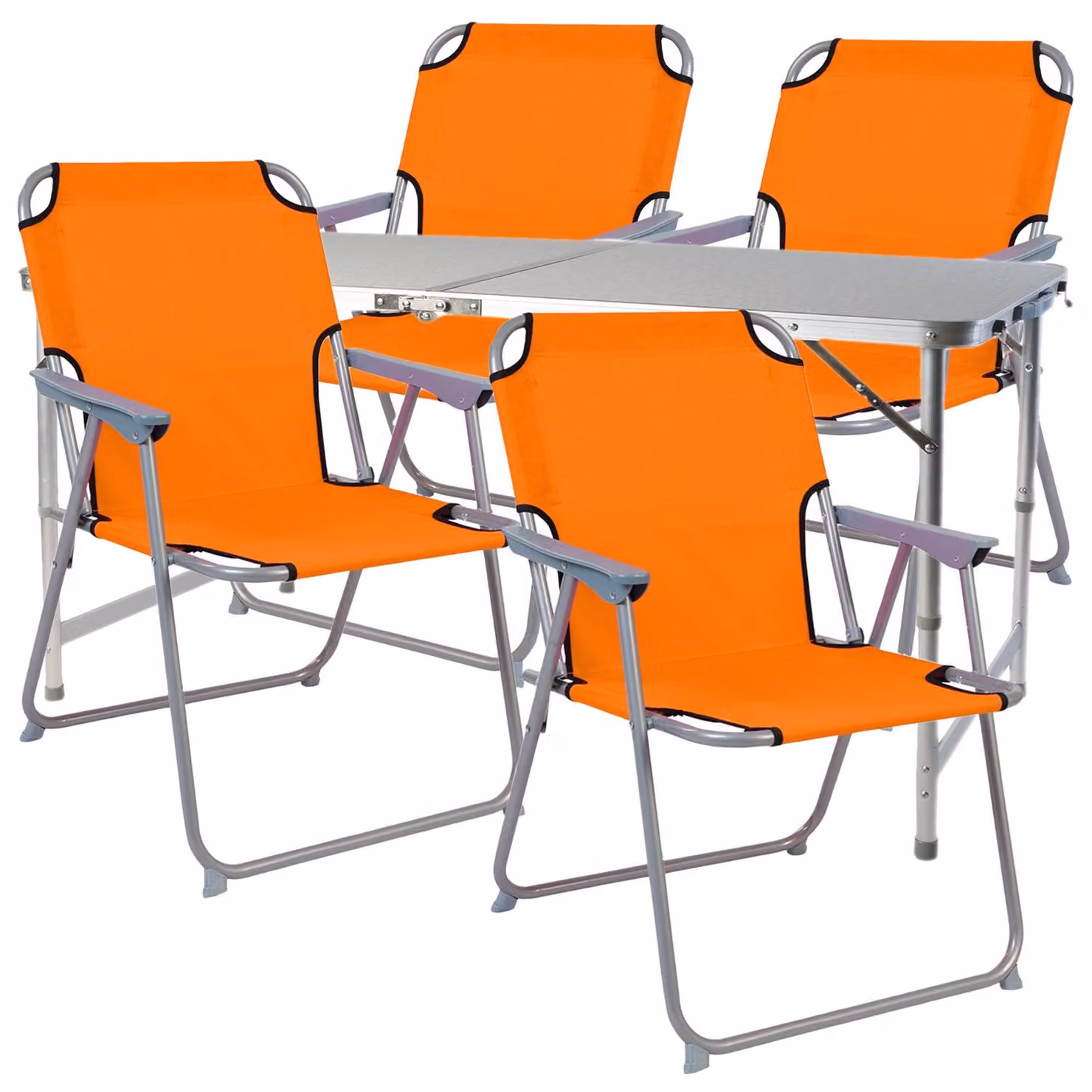 set di 5 mobili da campeggio in alluminio resistente alle intemperie 120x60x58/70cm arancione