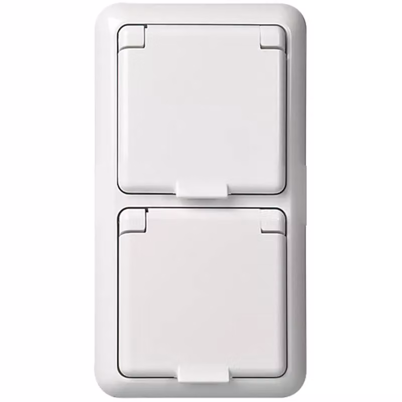 Presa doppia Elso completa 16 A FASHION IP44 con morsetti a vite, bianco puro 235414