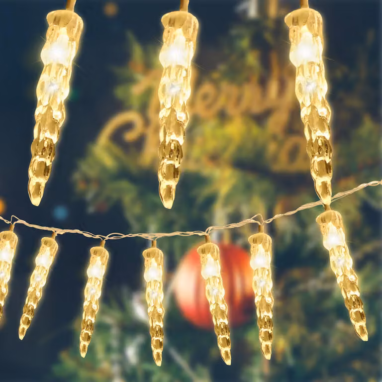 Izrielar LED luci fiabesche con 40 ghiaccioli, 5M LED luce tenda finestra festa decorazione bianco caldo
