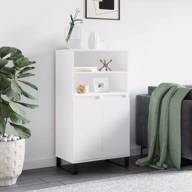 Credenza a muro bianca in stile industriale vidaXL L: 60 cm, P: 36 cm, H: 110 cm – 1