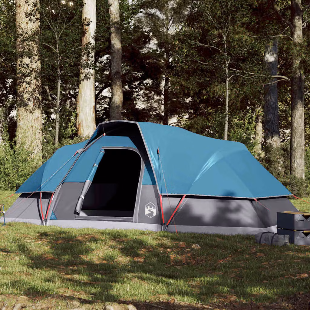 Tenda da campeggio a cupola vidaXL per 9 persone, impermeabile, blu