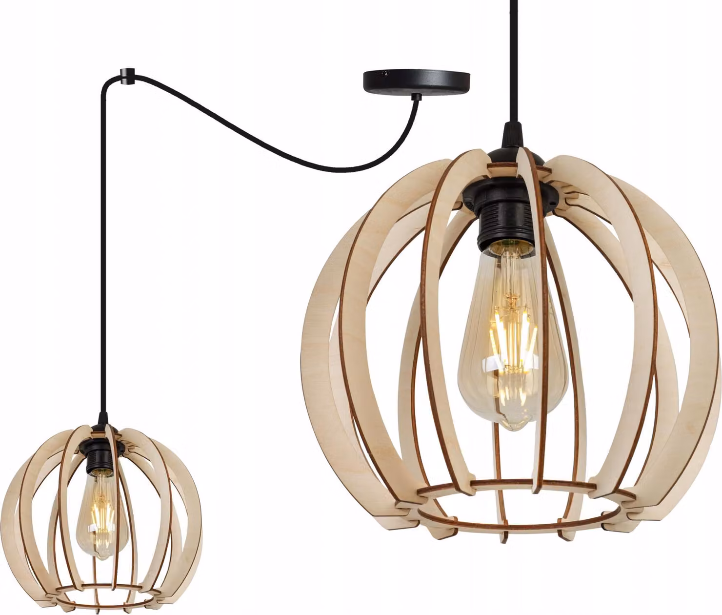 Moderna Lampada A Sospensione A Led In Legno