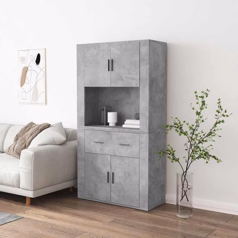 Credenza moderna vidaXL in legno multistrato Grigio Cemento, sospesa a parete L: 70 cm, P: 33 cm, H: 33 cm