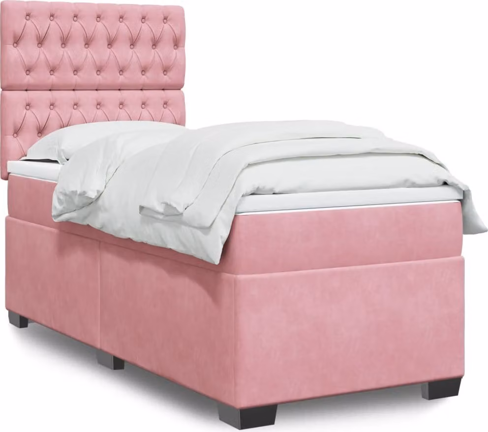 Maison Exclusive - Giroletto a Molle con Materasso Rosa 100x200 cm in Velluto