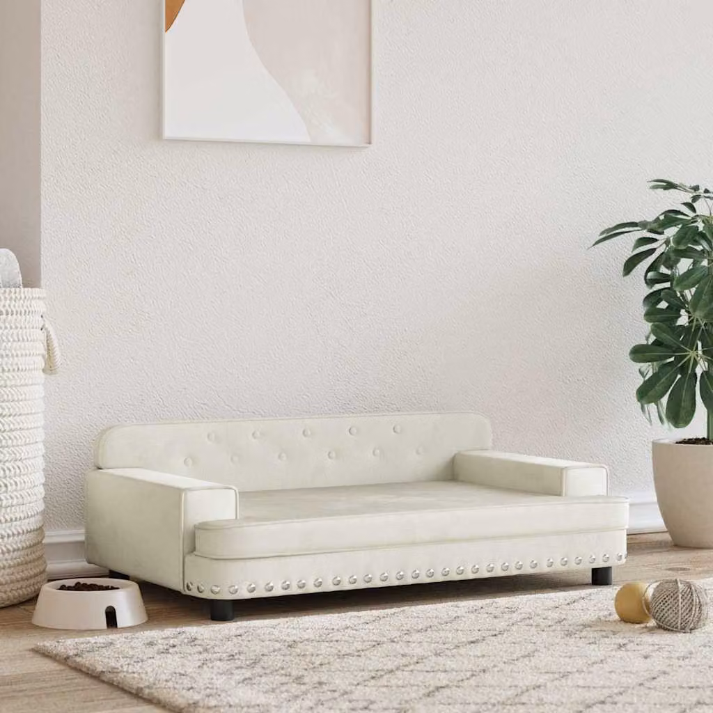 vidaXL Lettino per Cani in Velluto Beige L 90 x P 53 x H 30 cm