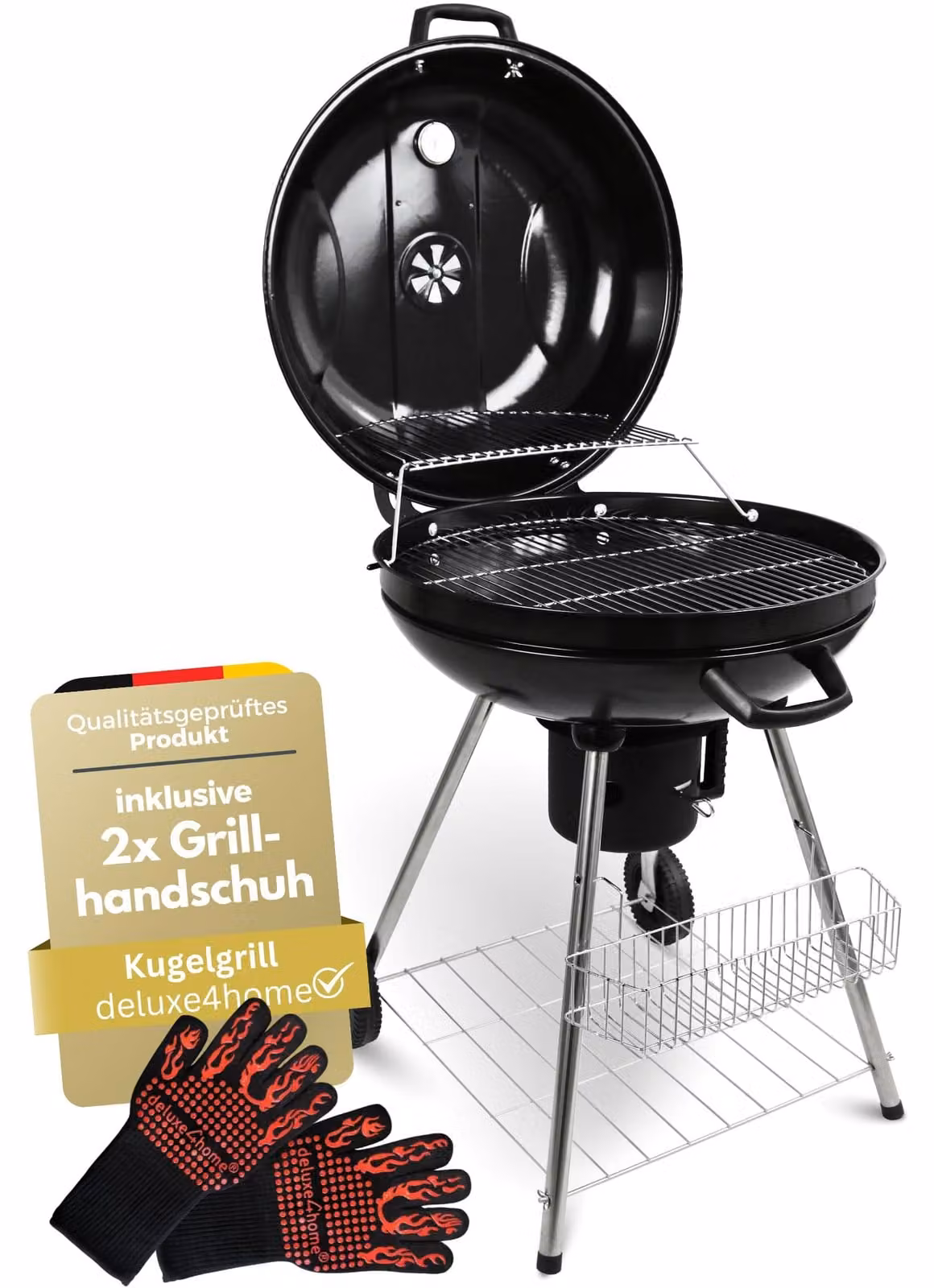 Barbecue a carbone Kogelbarbecue, 55 cm, nero - Griglia in acciaio legato