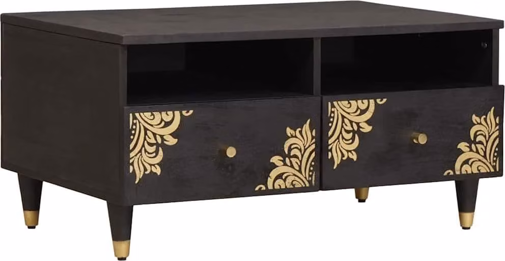 Tavolino da salotto con cassetto Nero 80 x 54 x 40 cm