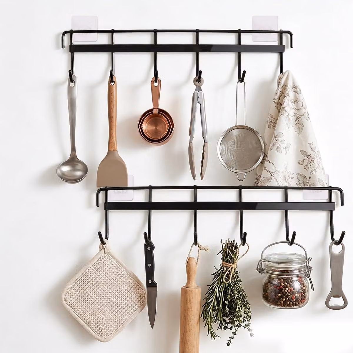 Mensole da parete per cucina, 2 pezzi, 30 cm, in metallo, per utensili da cucina