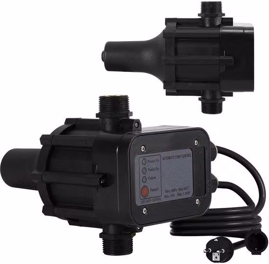 Interruttore di pressione elettronico per impianti di sollevamento acqua - Controllo pompa - Protezione da funzionamento a secco - Regolazione pompa - Adatto per pompe per acqua piovana e pompe per pozzi - Pompa idroponica - Colore: nero