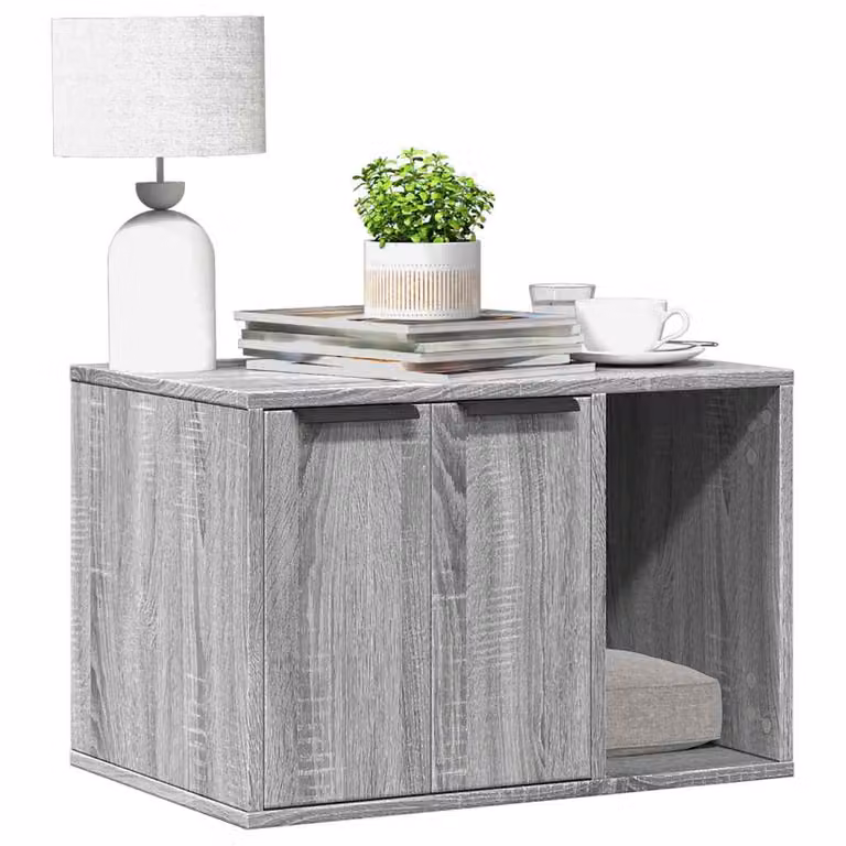 Recinto per lettiera per gatti vidaXL in truciolato, Grigio Sonoma, L: 60 cm, P: 40 cm, H: 40 cm