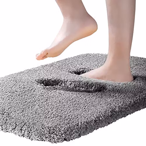 ROLIZOE Tappetino da bagno Tappeti da bagno Tappeto da bagno Tappeto da bagno per bagno Anti antiscivolo Assorbente d'acqua lavabile in lavatrice Ultra spesso Microfibra Grigio scuro 50 × 80 cm
