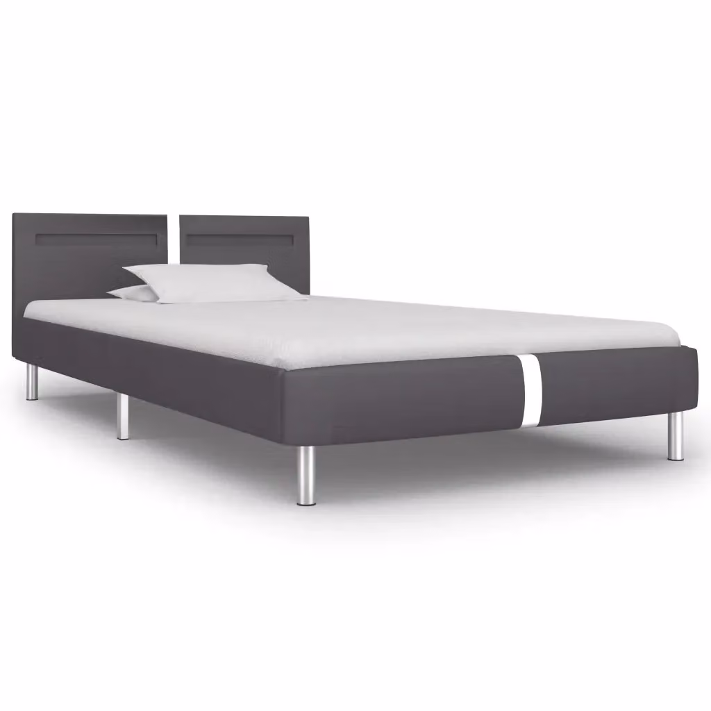 Letto singolo moderno con illuminazione LED sottostante in similpelle grigia, L/P: 90 x 200 cm – 2
