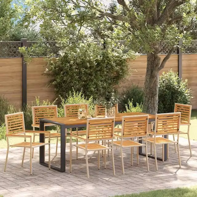 Set da Pranzo per Giardino 9 pz Beige e Marrone polyrattan 3365489
