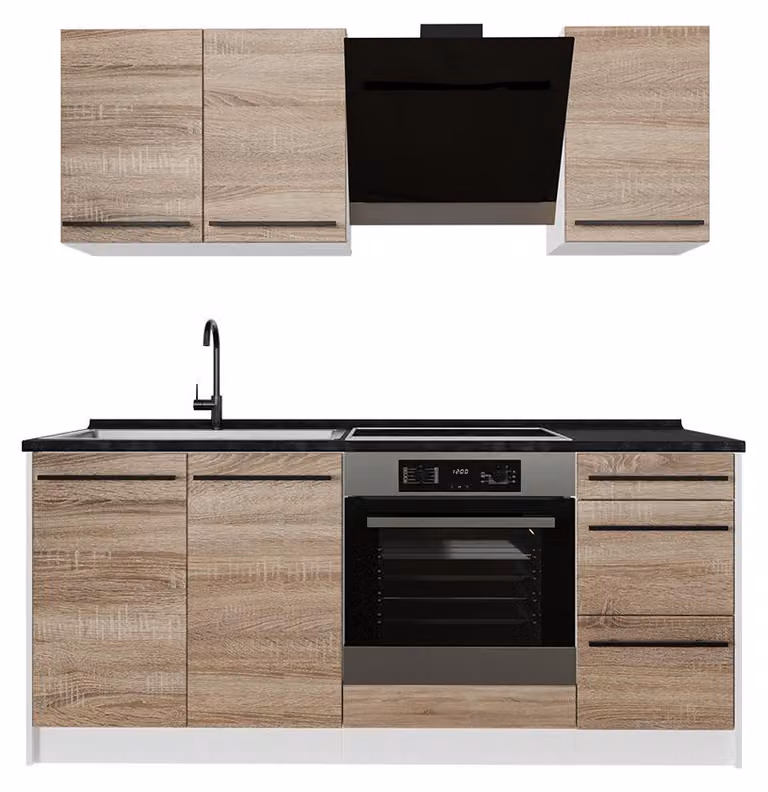 Cucina monoblocco Vicco R-Line Sonoma/Bianco 180 cm, PL Antracite, Model 67057