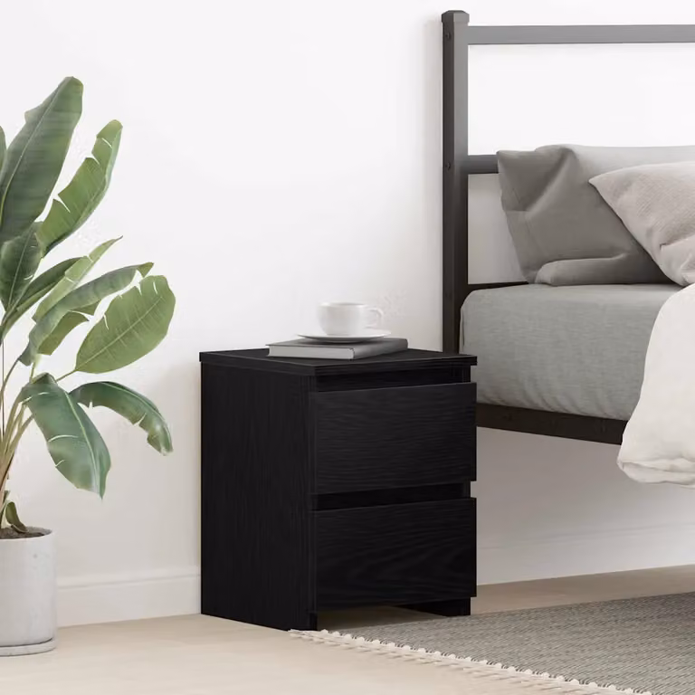 Armadio da notte vidaXL in legno multistrato e MDF, stile rustico, colore nero e marrone, L 30 cm x P 30 cm x H 40 cm