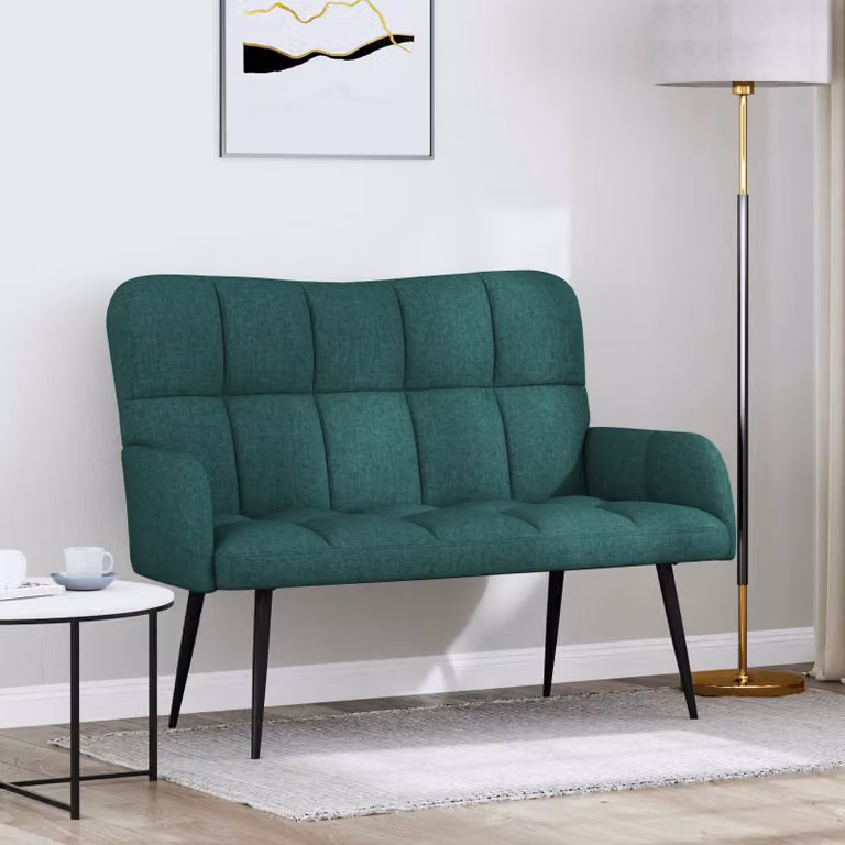 vidaXL Divano a 2 Posti Moderno in Tessuto Verde, L: 115 cm, P: 61 cm, H: 87 cm
