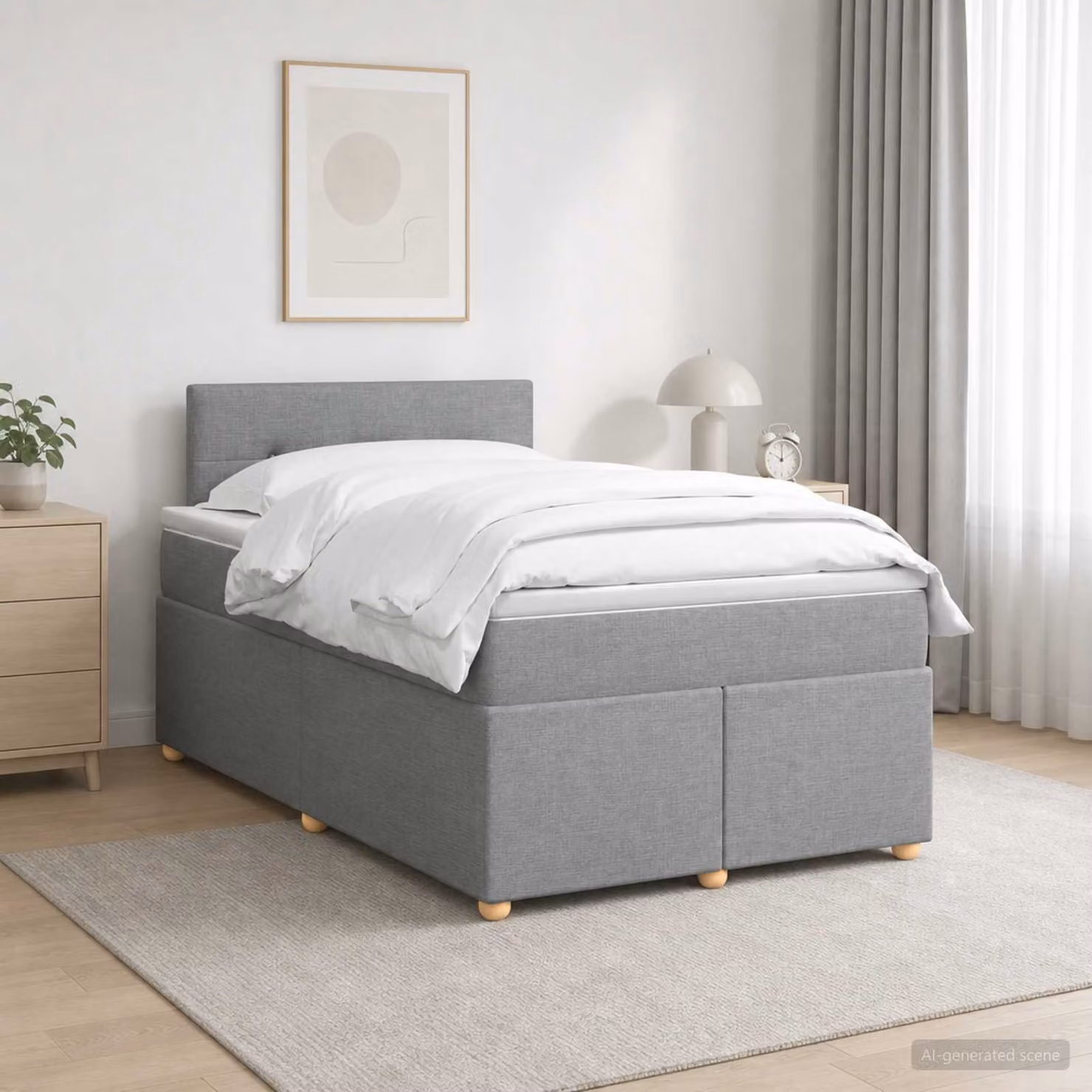 Letto box spring con materasso vidaXL in tessuto Grigio e Bianco L/P: 120 x 200 cm