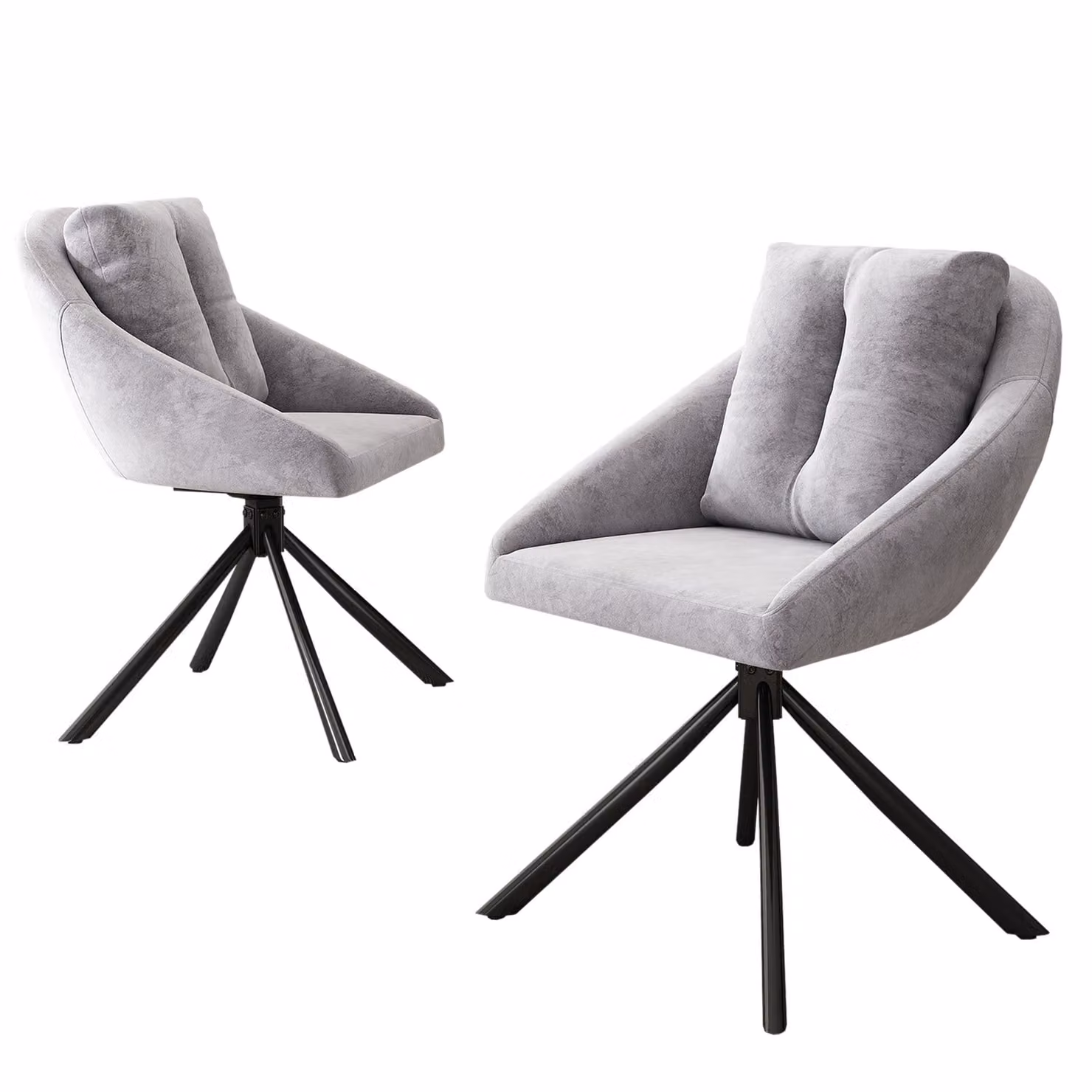 SWeiko sedia da pranzo sedia di velluto sedia imbottita sedia girevole, tessuto di velluto traspirante, design ergonomico, 2 pezzi, grigio