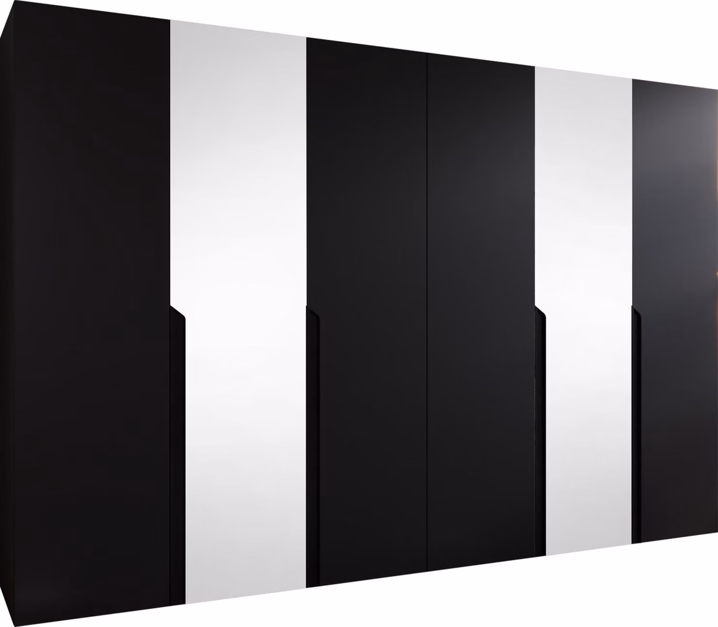 MIRJAN24 Armadio Mila 2 300 con specchio, camera da letto, armadio, con sei ante a battente e quattro aste appendiabiti, moderno, armadio guardaroba (colore: nero + nero)