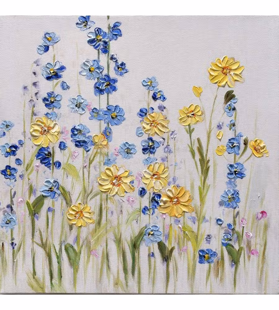 Quadro Dipinto su Tela 'Fiori' 30x30 cm - Stampa Artistica Certificata FSC per Arredo