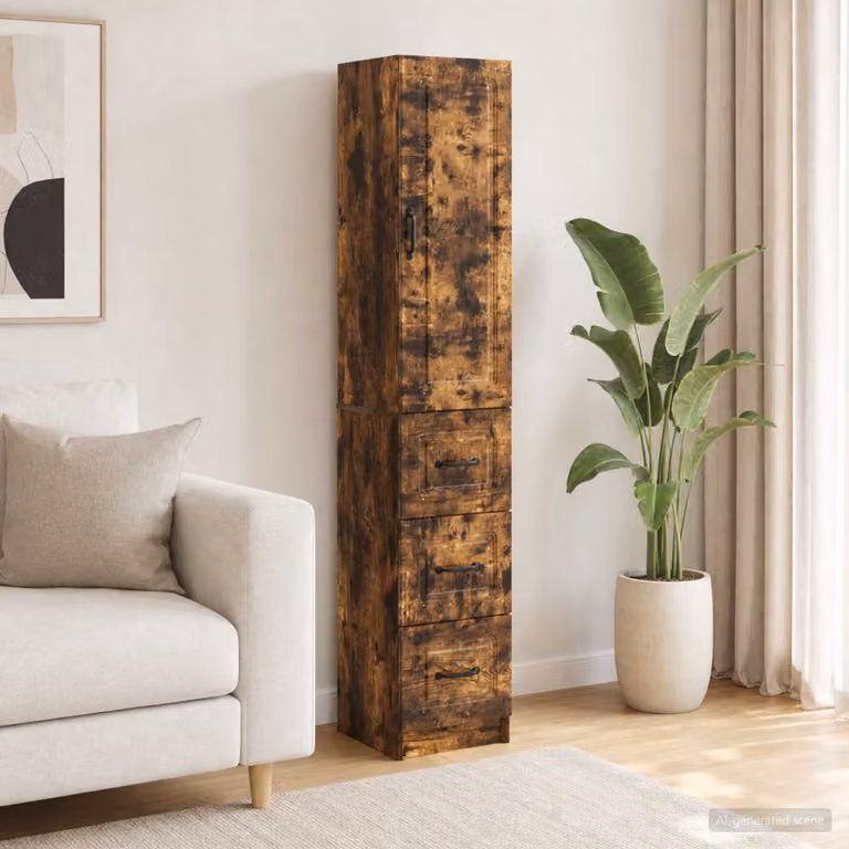 Set di 2 armadi moderni vidaXL in legno e metallo marrone con ante e ripiani, L/P/H: 33 x 34,5 x 87 cm