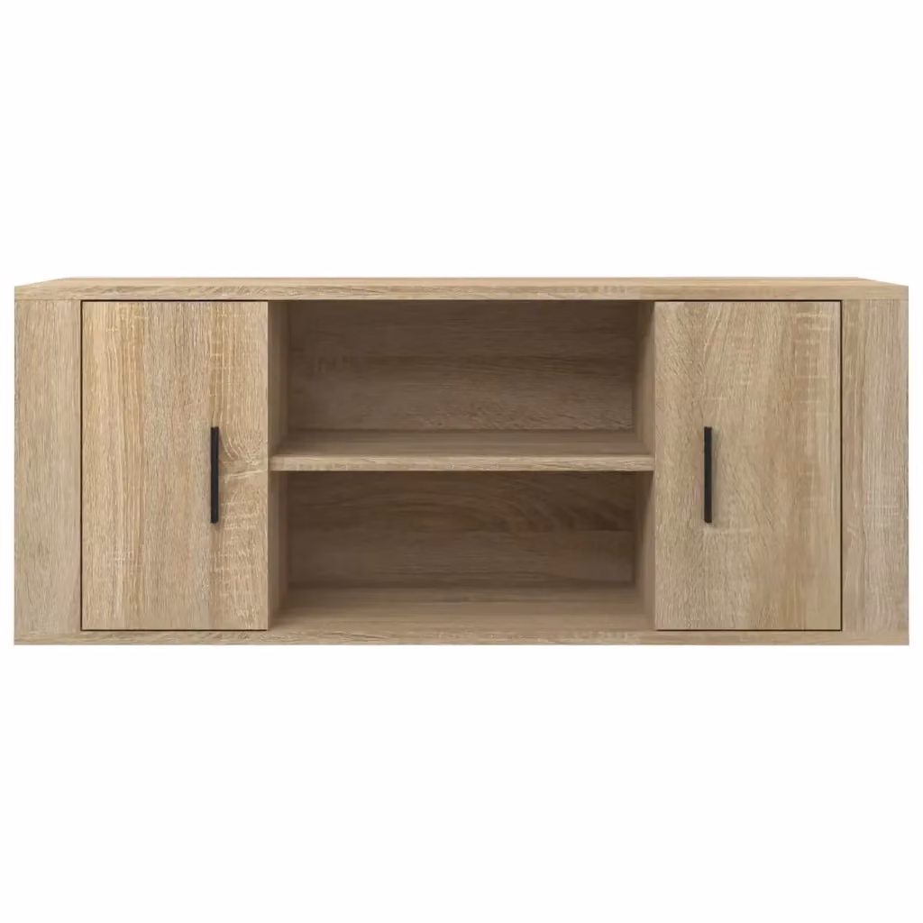Mobile TV moderno con vano contenitore in legno di rovere color marrone L/P/H: 100 x 35 x 40 cm – 2