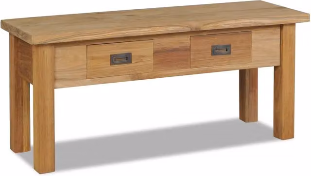 Panca d'ingresso in teak massello marrone stile rustico L 90 x P 30 x H 40 cm