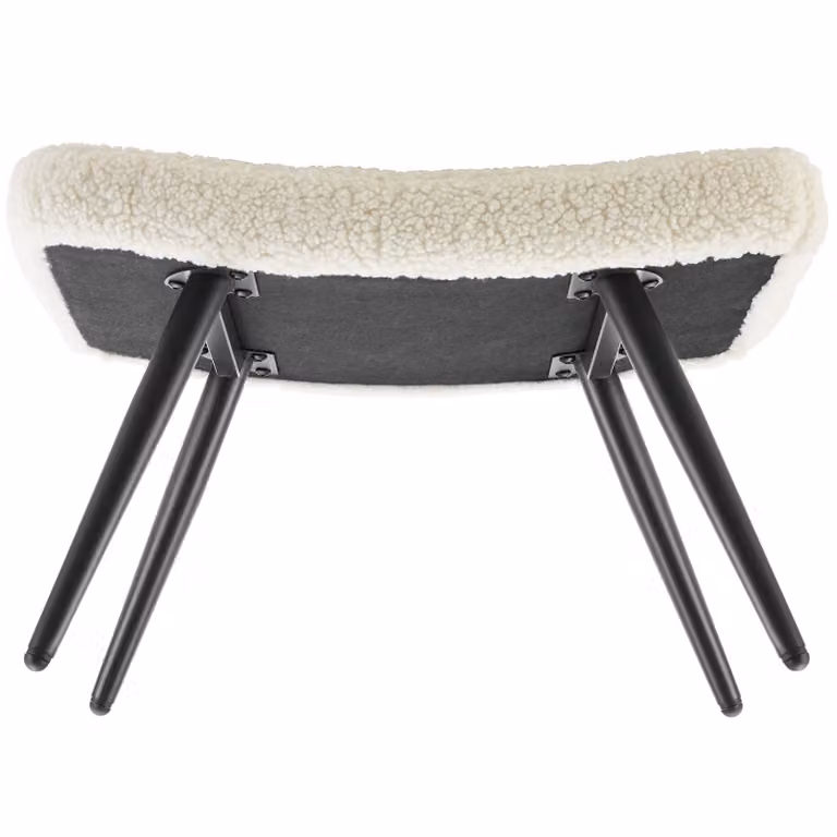 Poltrona lounge scandinava tectake con pouf integrato in tessuto bouclé, beige e nero, L: 100.5 cm, P: 72.0 cm, H: 76.0 cm