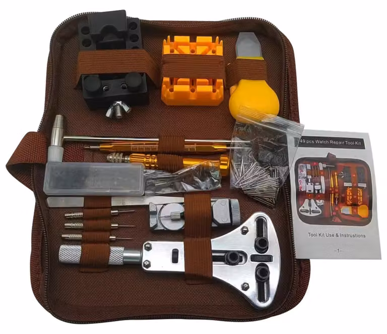 Kit completo di 149 pezzi per la riparazione di orologi, ideale per uso domestico e per i viaggi