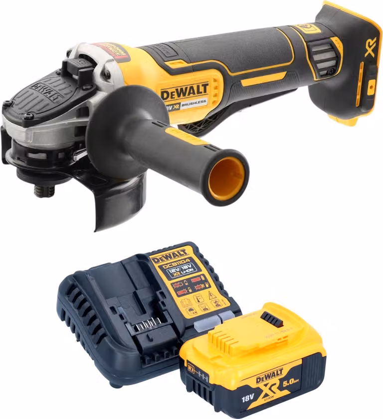 Smerigliatrice angolare a batteria DeWalt DCG 406 P1 18 V 125 mm Brushless + 1x batteria 5,0 Ah + caricabatteria