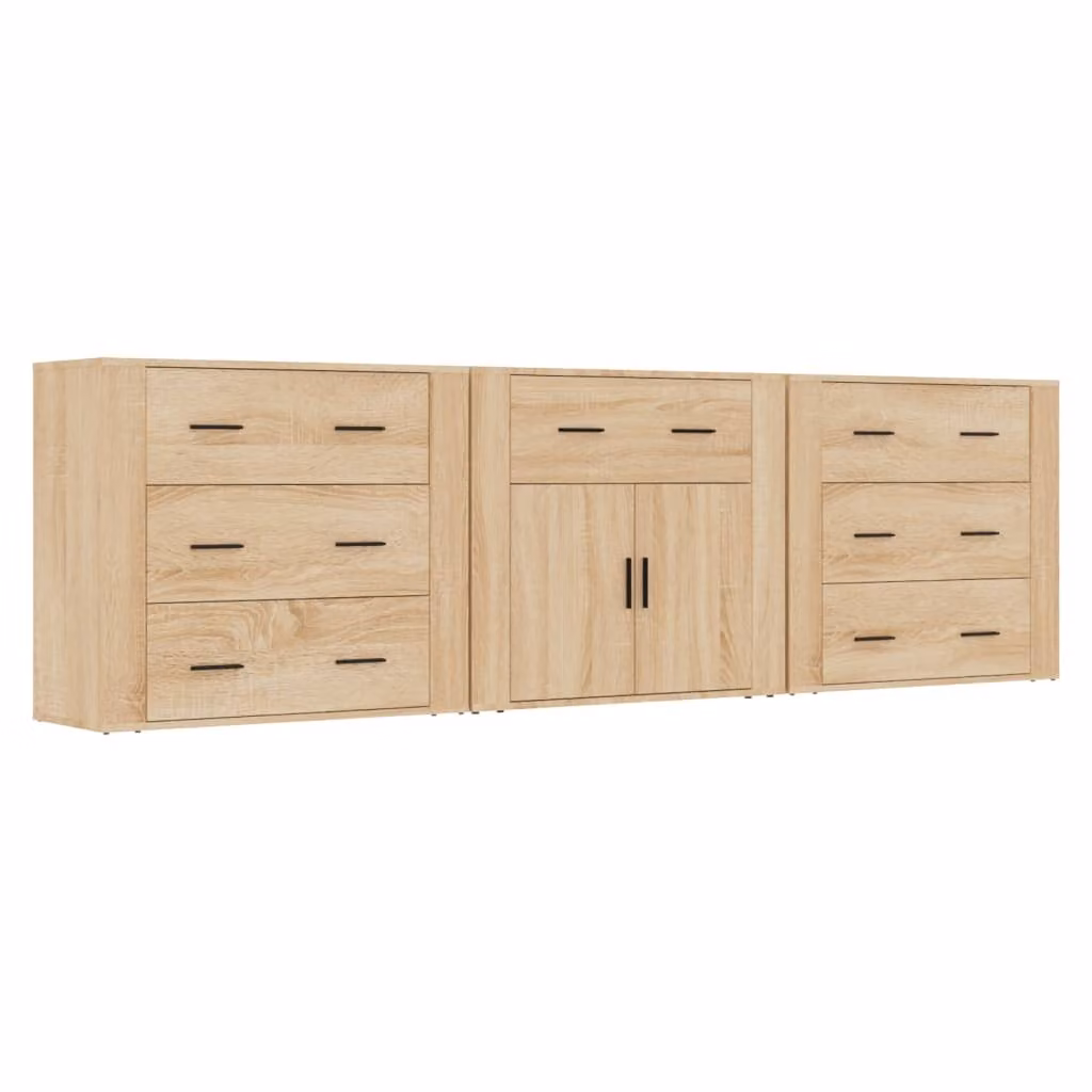 Credenze 3 pz Rovere Sonoma in Legno Multistrato