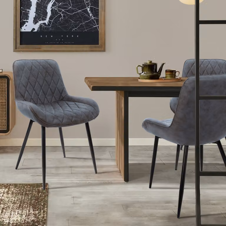 ML-Design set di 2 sedie da pranzo con schienale e braccioli, antracite, seduta in Pelle finta PU, sedia imbottita con gambe in metallo