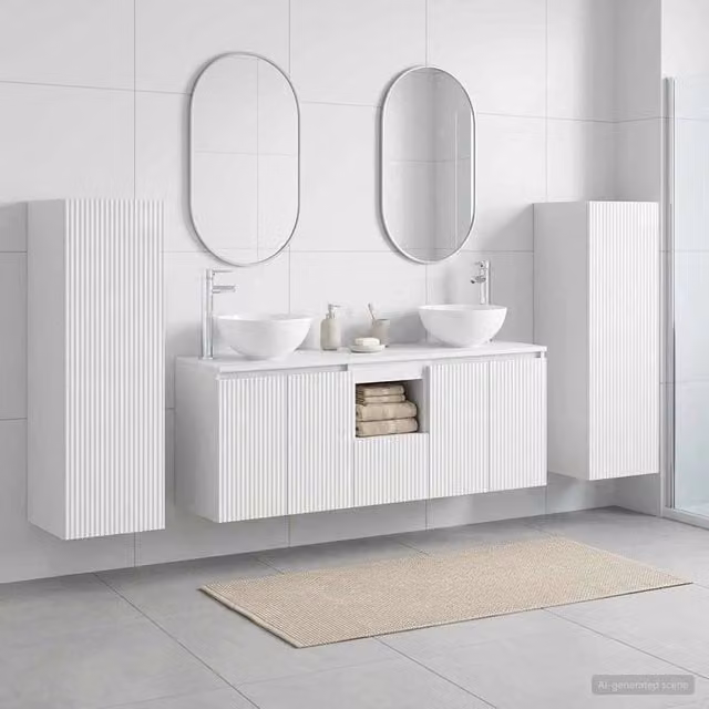 Set di mobili per il bagno 5 pz Bianco Lucido 3405987