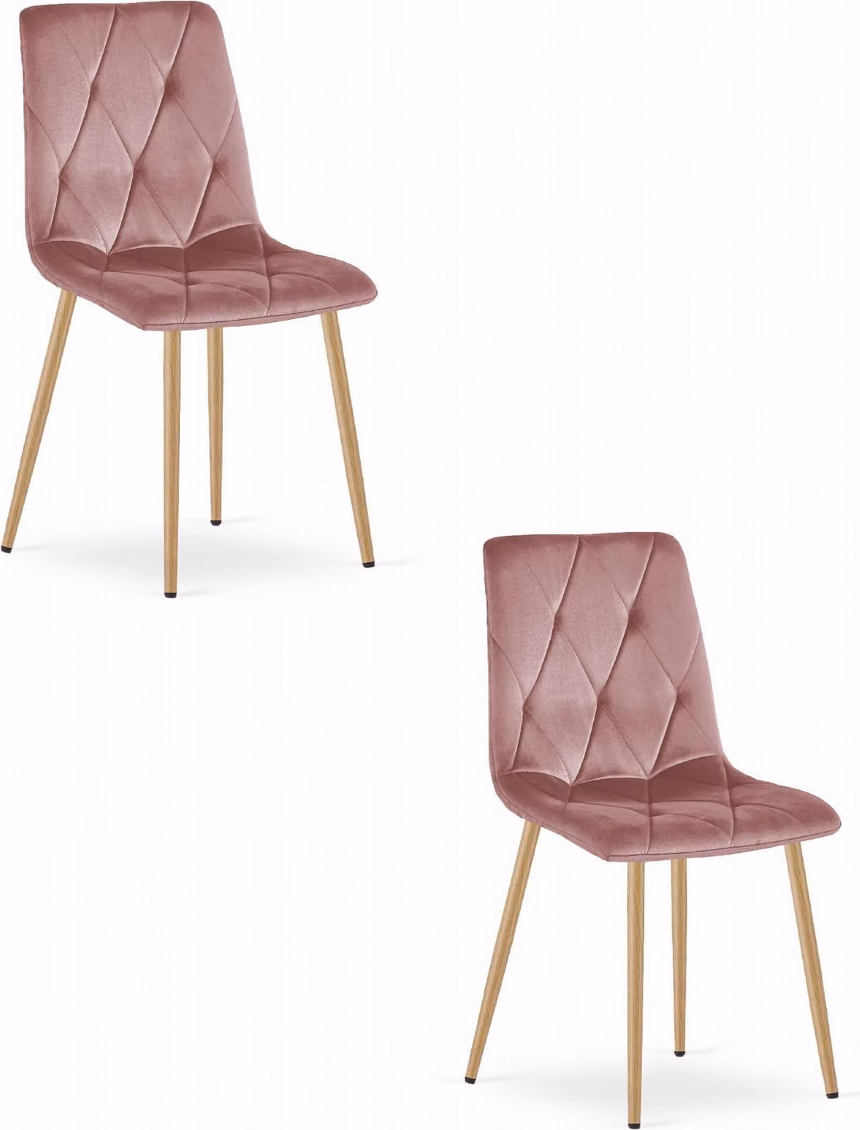 Sedia LIBRA - velluto rosa / gambe in legno x 2
