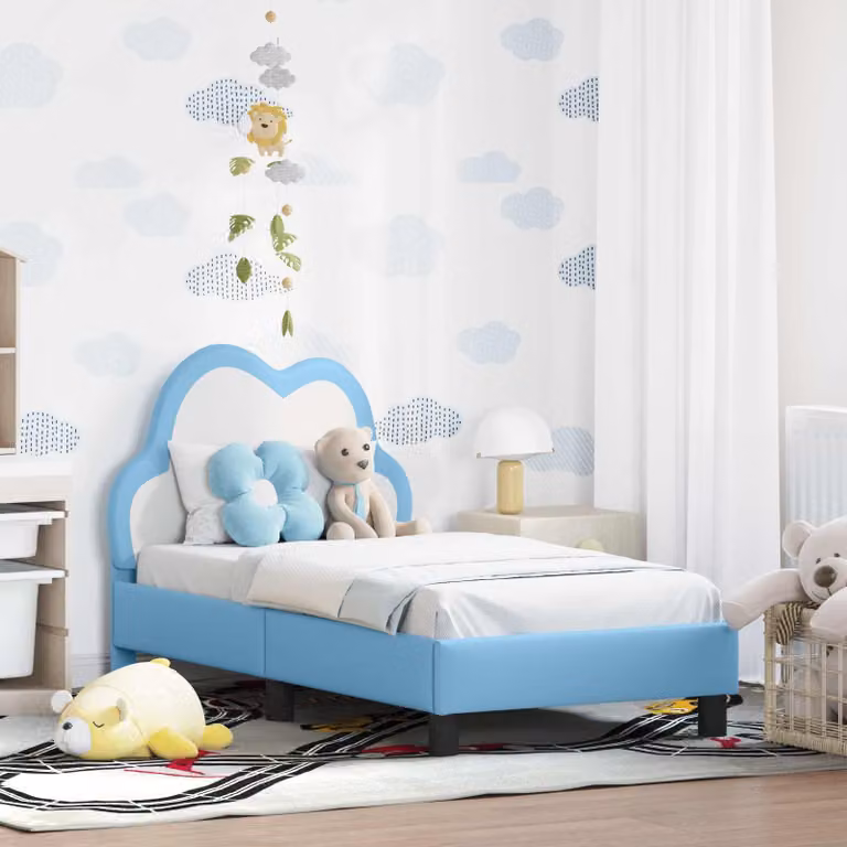 Struttura letto per bambini vidaXL con testata in similpelle blu, L 70 x P 140 cm