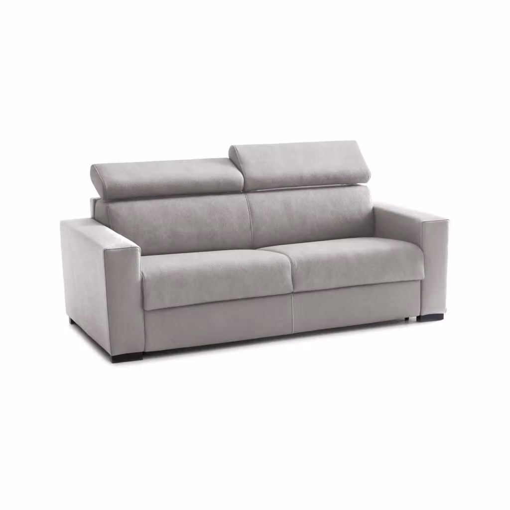 Divano Letto Action di Talamo Italia, 3 Posti Sfoderabile con Poggiatesta Regolabile, Grigio, L: 220 cm, P: 95 cm, H: 85 cm – 2
