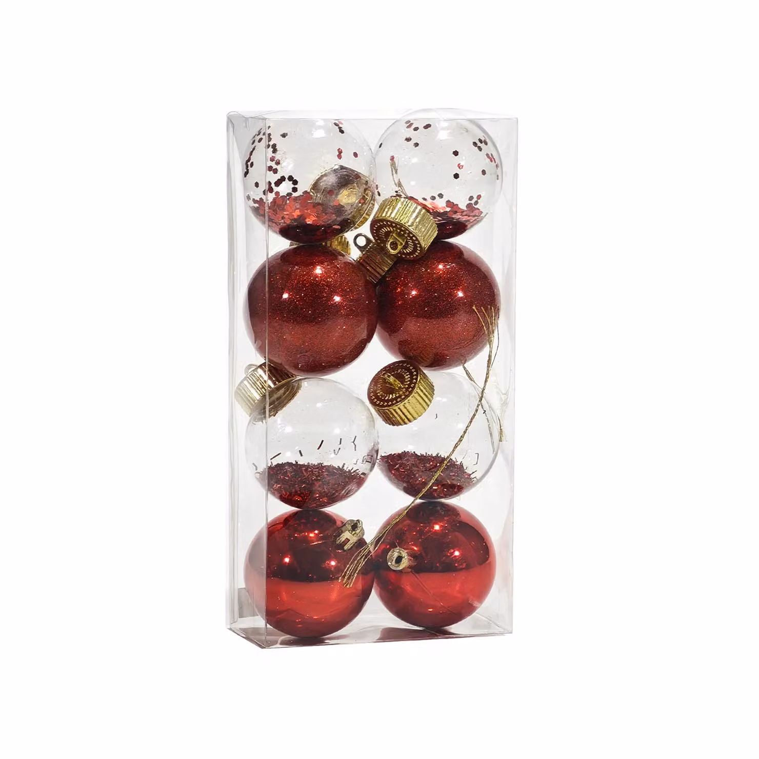 VESTIAMO CASA Set di 8 palline di Natale rosse e trasparenti con diametro: 6 cm – 1