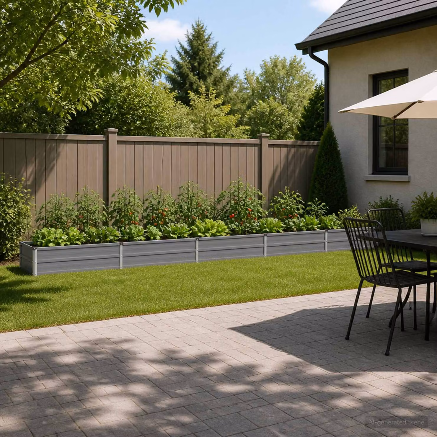 Letto rialzato da giardino vidaXL in metallo Grigio L: 400 cm, P: 40 cm, H: 24 cm