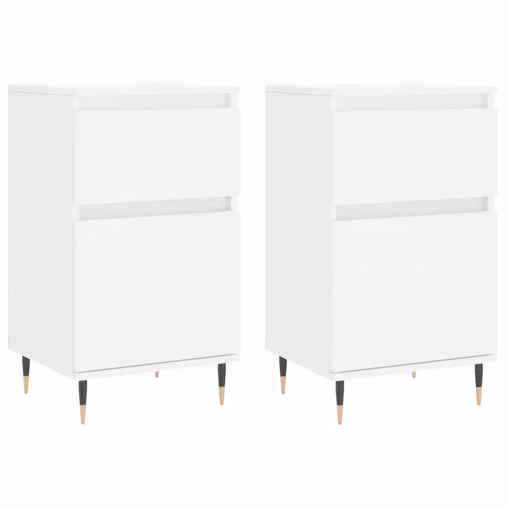 Credenze 2 pz Bianche 40x35x70 cm in Legno Multistrato
